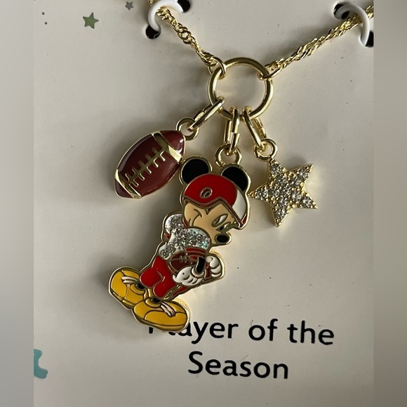Disney Jewelry - Disney Necklace,Disney Gold Mickey Mouse Sports Charm Necklace